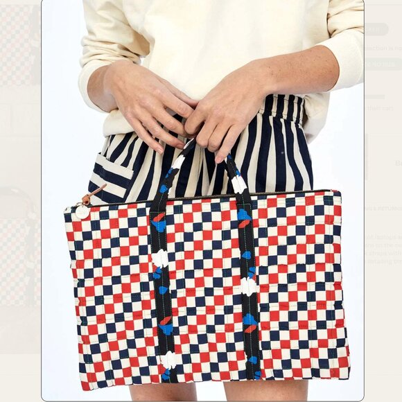 Clare V Handbags - NWT Clare V. Checkerboard Navy Red Laptop Case